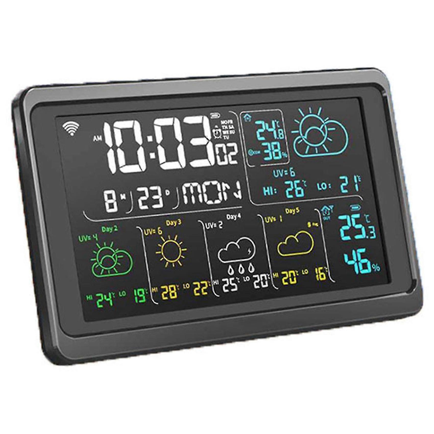 Weather Station Wireless Indoor Outdoor Digital Atomic Clock Eu Plug