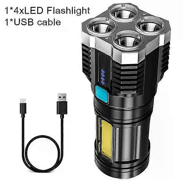 4 Cores Mini Flashlight USB Rechargeable Powerful Portable Torch High Lumens Camping Lantern Outdoor LED Tactical Flashlight