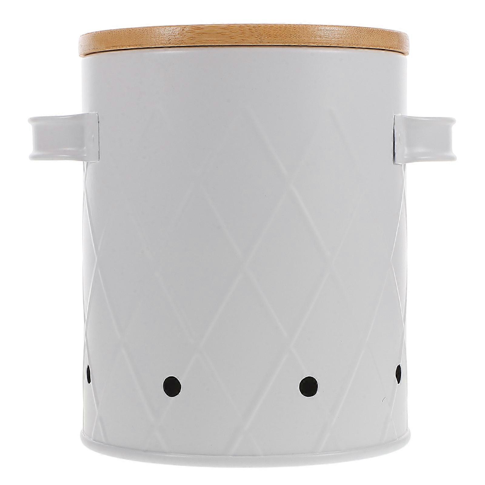 Cylindrical Vegetable Storage Container With Bamboo Lid 3Pcs Air Circulation Fresh Keeping Kitchen Storage