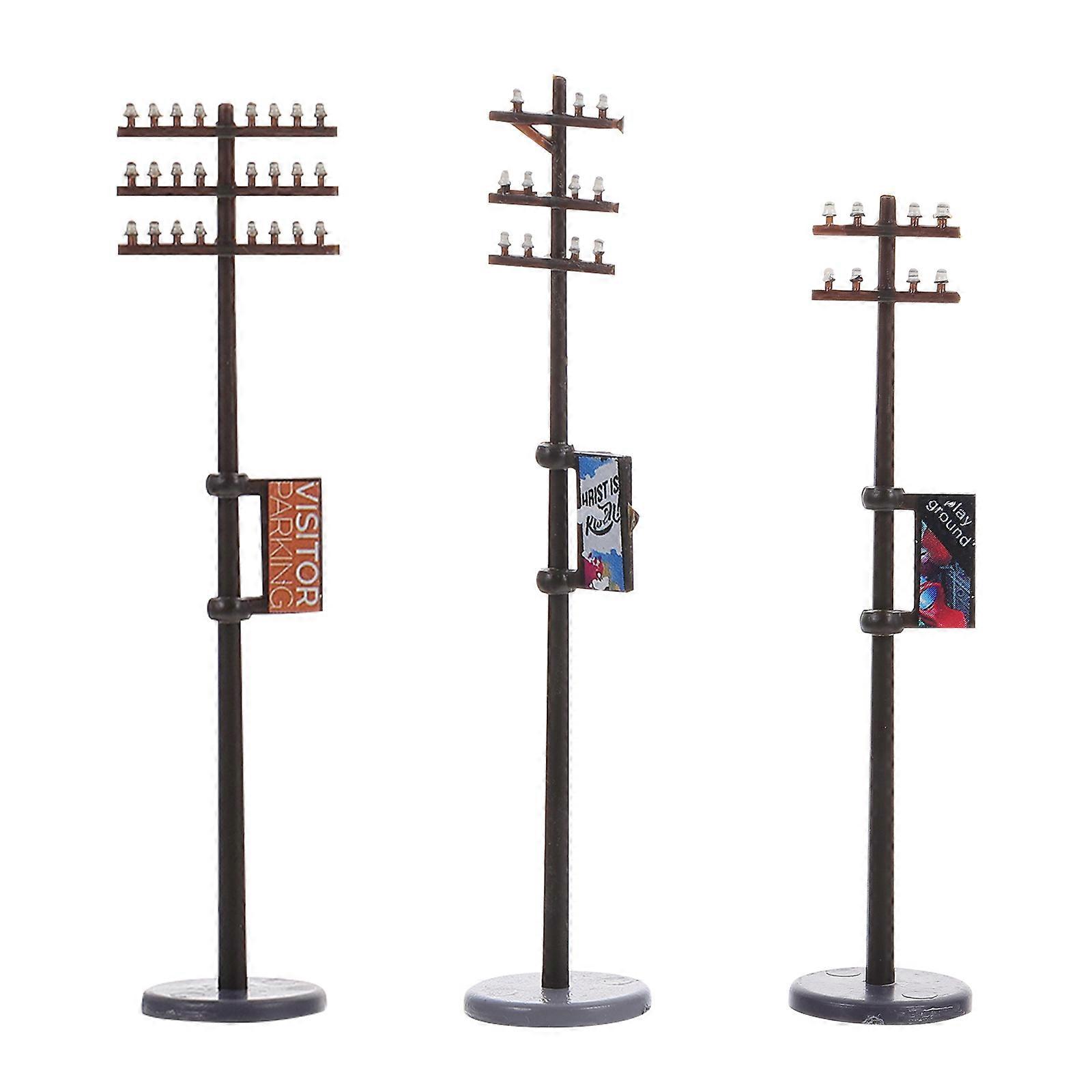 Plastic Telegraph Pole Models for DIY Supply 2Sets Miniature Decoration