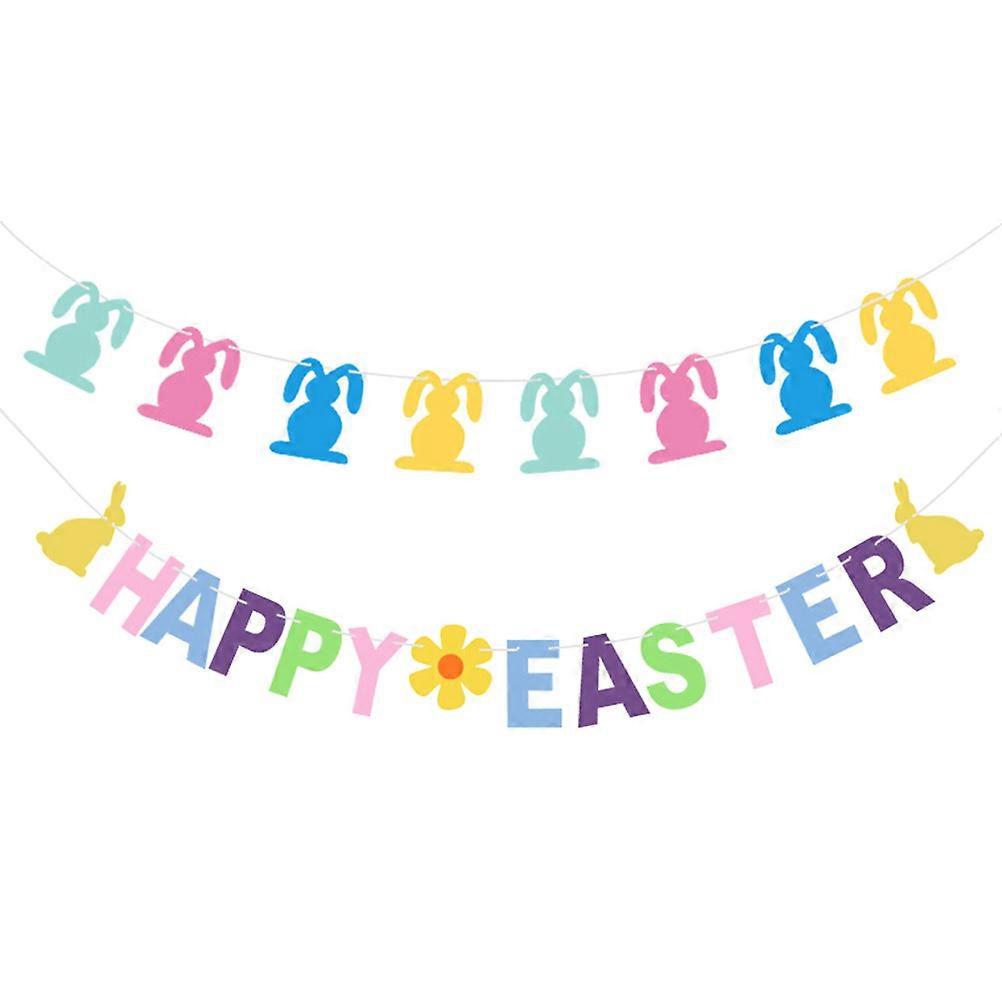Colorful Easter Bunting Rabbit Shape Banner for Party Decoration 6Sets Garland