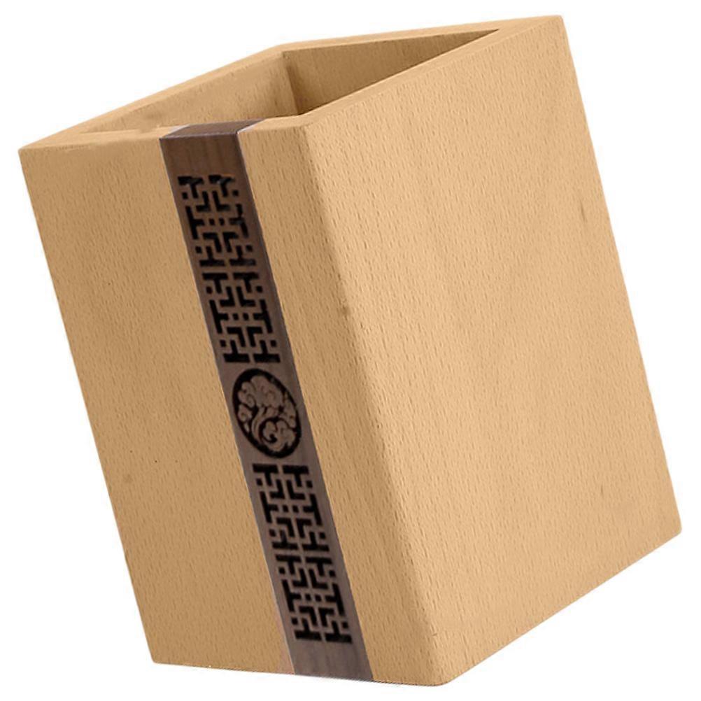 Khaki Wooden Pen Container for Desk Organization 2Pcs Practical Holder