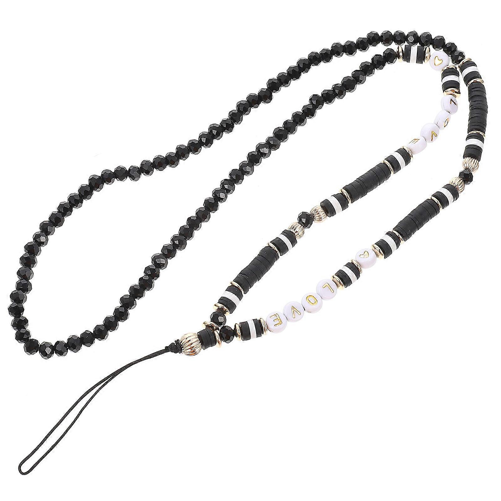 Phone Decor DIY Crystal Beaded Mobile Phone Chain for 2Pcs