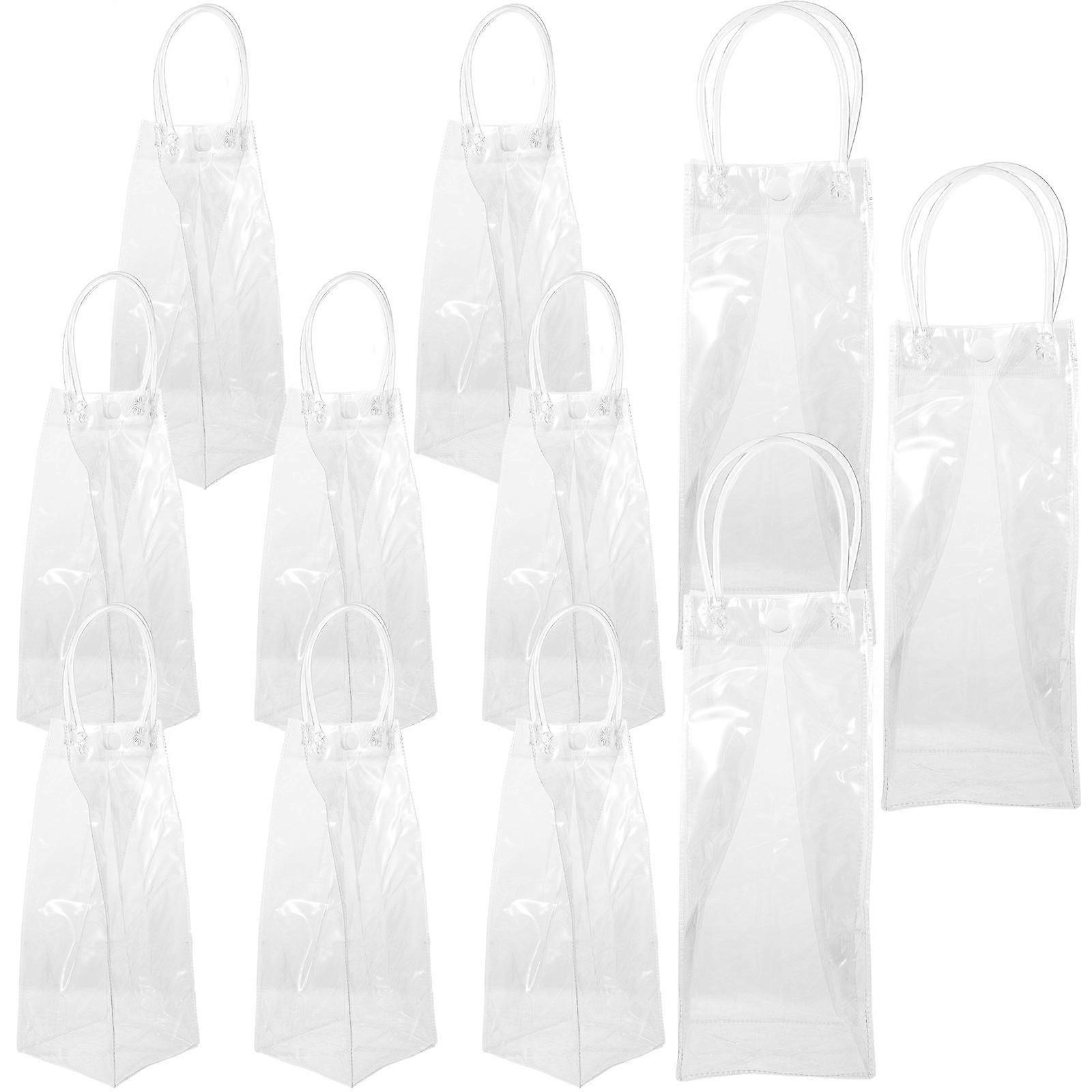 Pvc Party Favor Bag Clear Wine Bags For Parties With Handles Rectangular Reusable 10Pcs