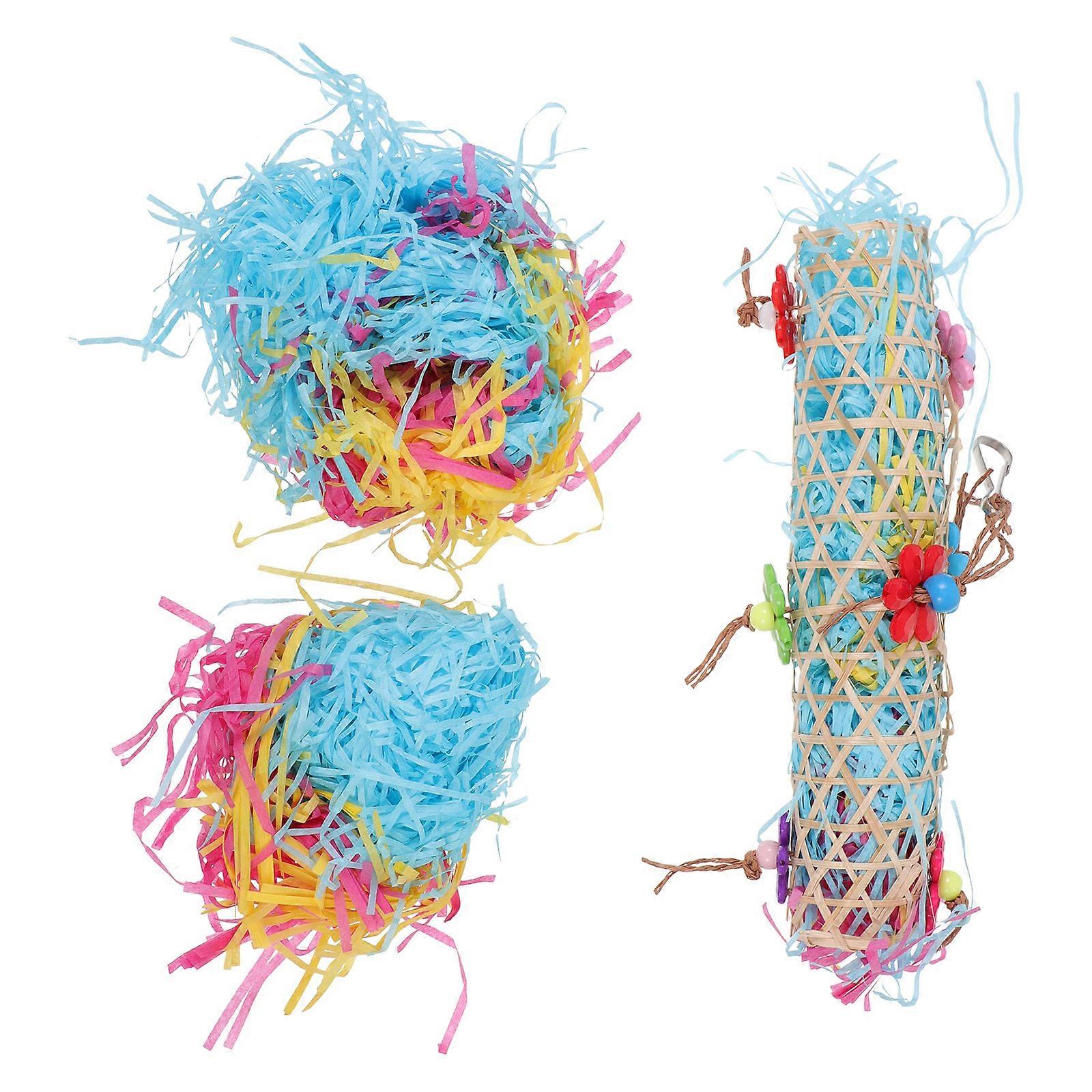 Colorful Bird Chewing Toy Hanging Foraging 3Sets for Parrots and Birds