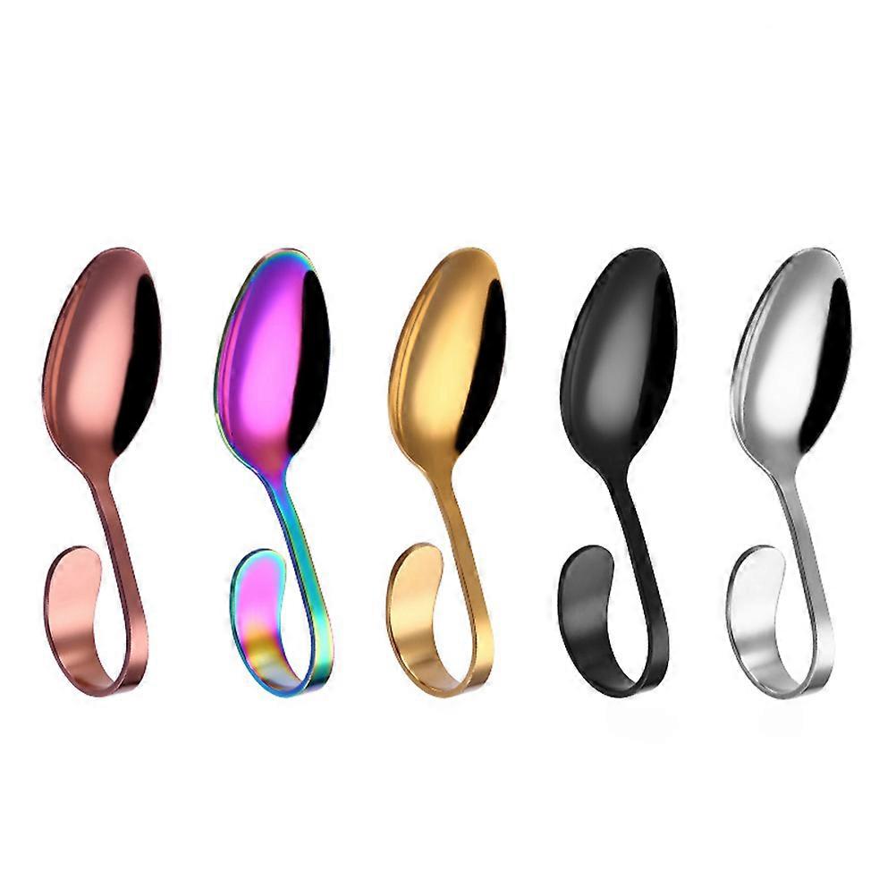 Tableware Stainless Steel Curved Handle Buffet Spoon for Restaurant 2Pcs