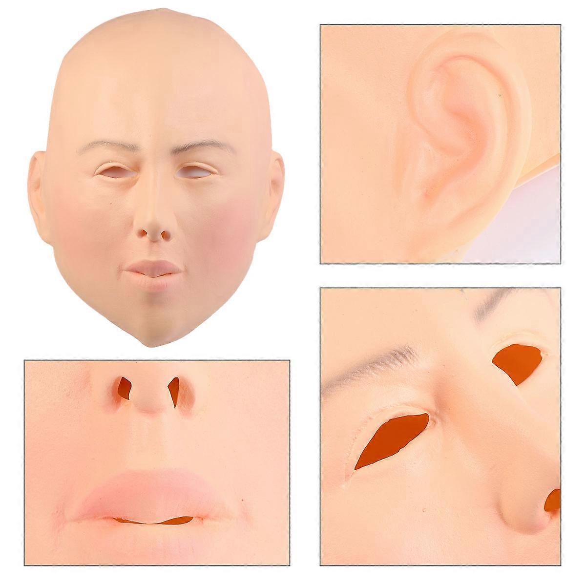 Horror Bareheaded Mask 3Pcs Costume Accessory For Theme Party Teenagers Beige Function