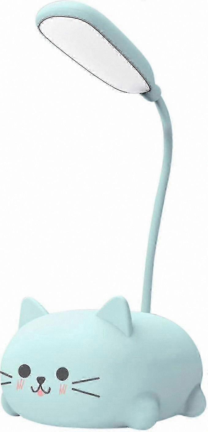 Flexible Arm LED Desk Lamp for Kids, Cute Cat Design, USB Rechargeable Reading Light with Eye Protection Feature