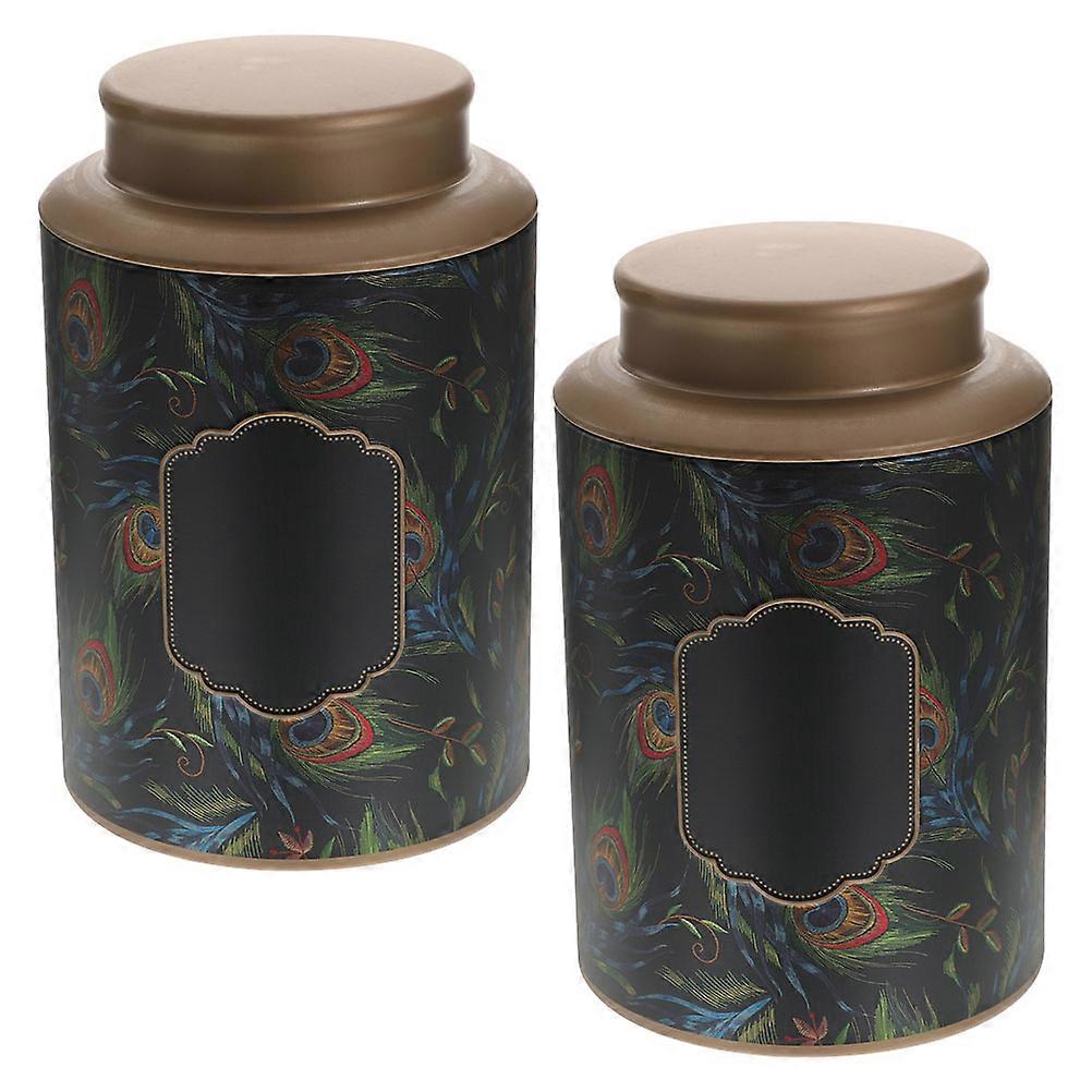 Airtight Tea Container Tinplate Storage Canister for Kitchen 4Pcs