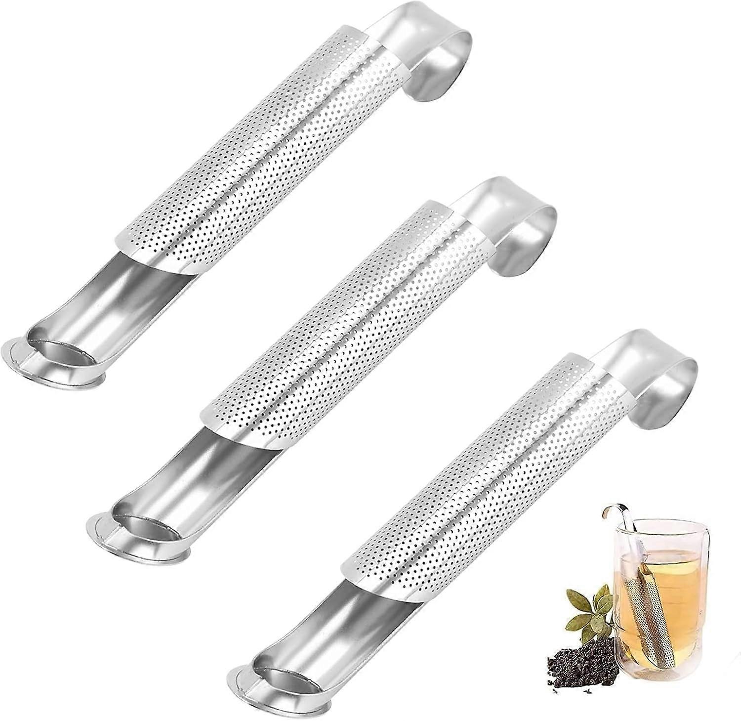 3Pcs Tea Infuser, Stainless Steel Long-Handle Filter,Tea Strainers, Stick Pipe Strainers With Hook,S