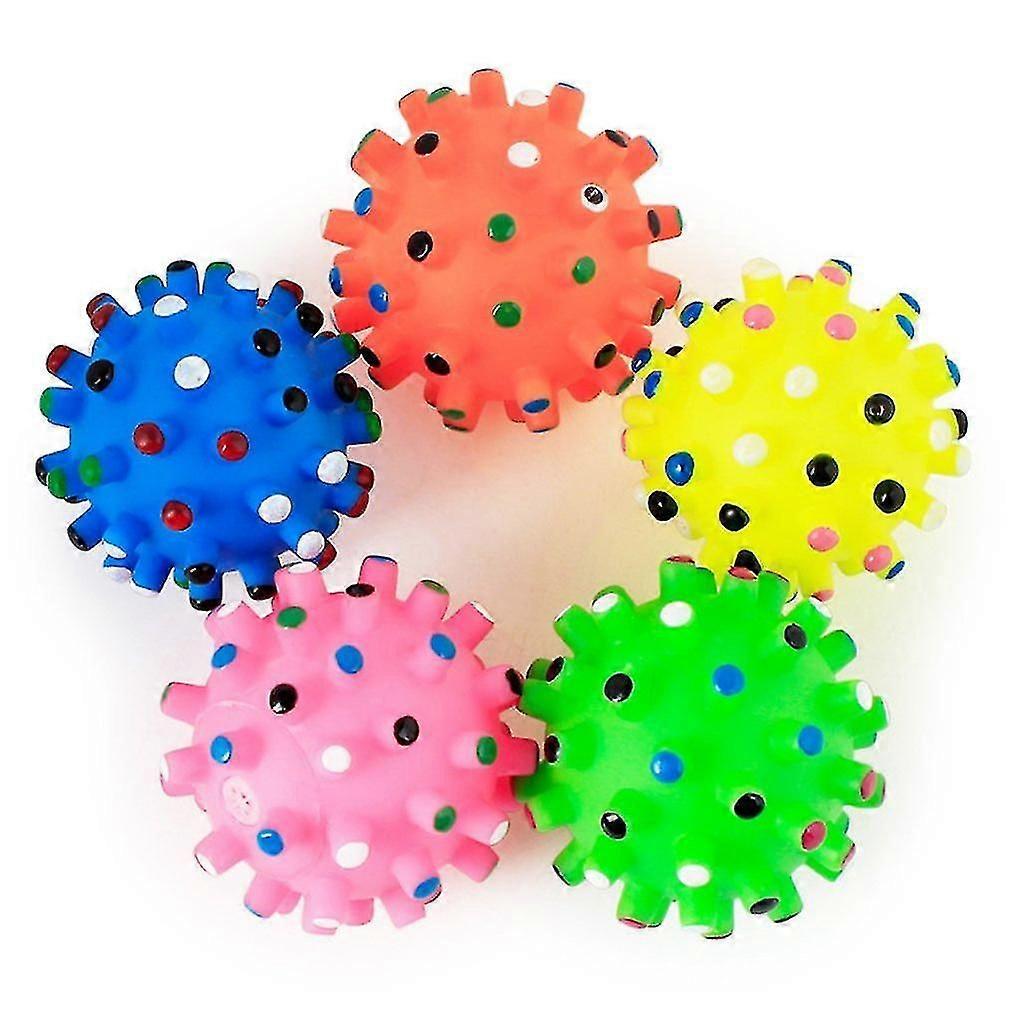 Pet Puppy Dog Squeaky Fetch Ball Toys Bite Resistant Squeeze Chew Toy For Aggressive Chewers Cute Ball Design Small Spiky Ball