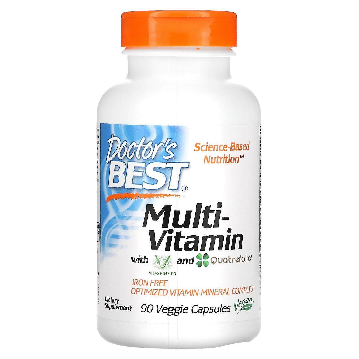 Doctor's Best, Multi-Vitamin with Vitashine D3 and Quatrefolic, Iron Free, 90 Veggie Capsules
