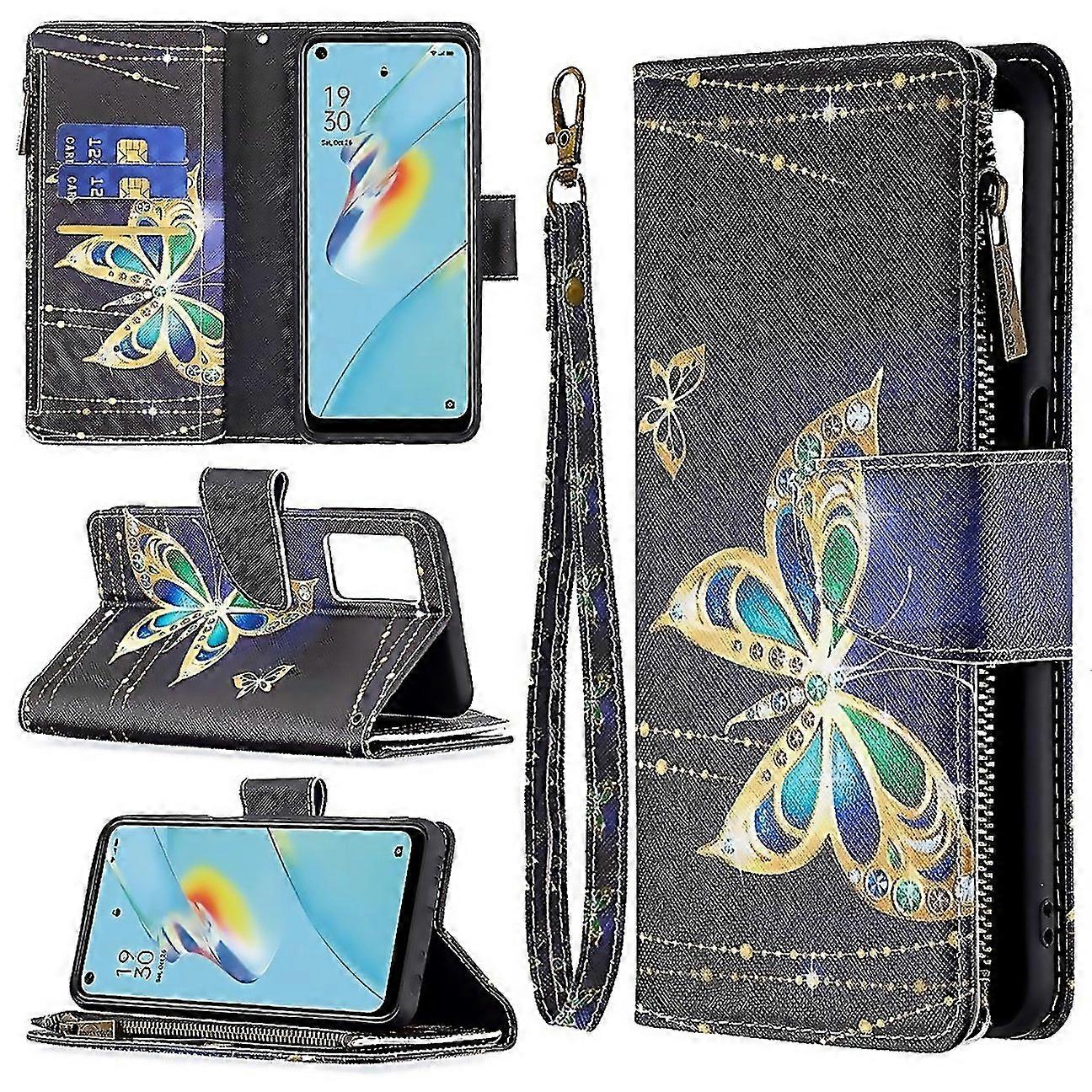 For Oppo A54 4ga55 5g Colored Drawing Pattern Zipper Horizontal Flip Leather Case With Holder Card S