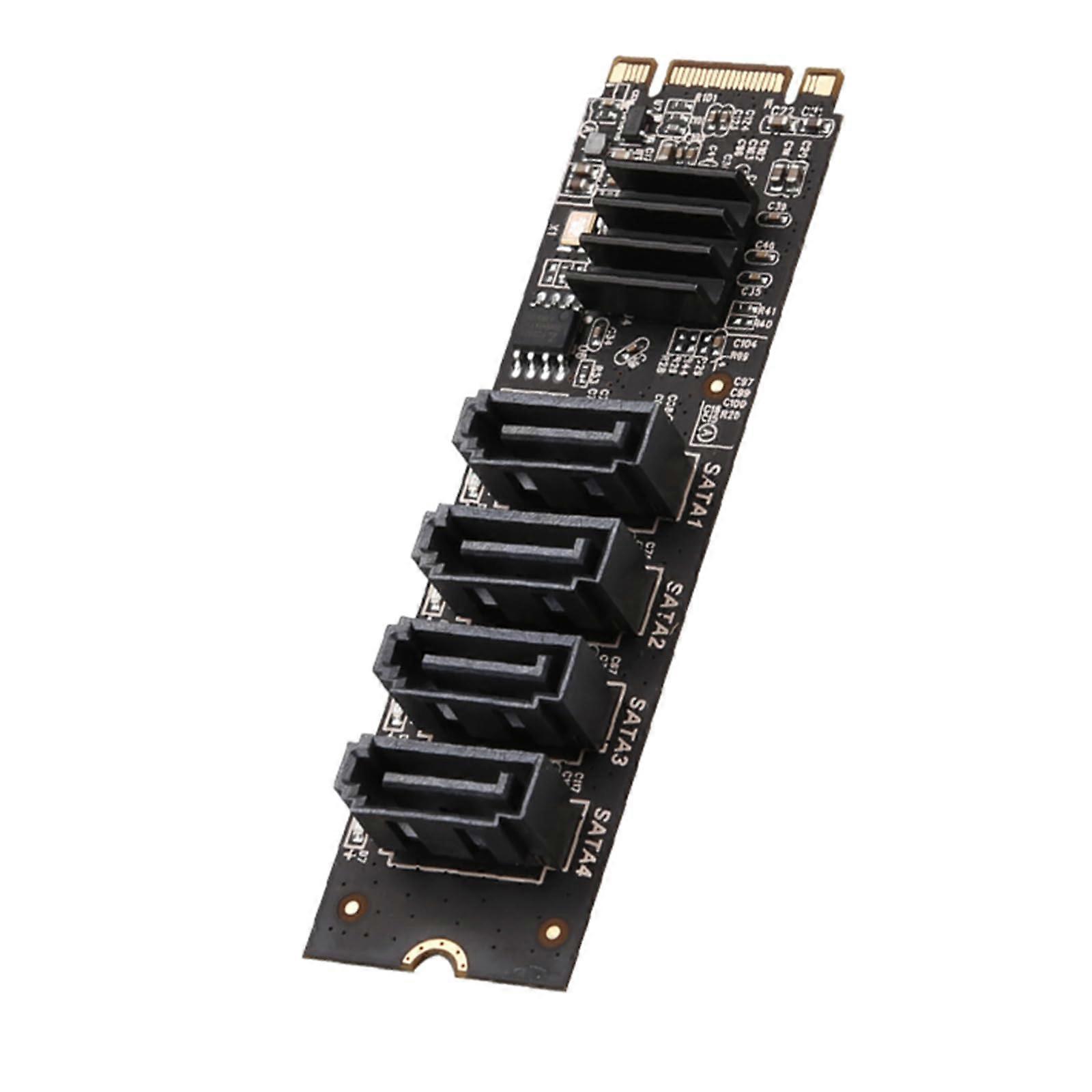 M.2 To 4 Ports Sata3.0 Adapter Card PCIe To Sata3.0 Expansion Performance For HDDs And SSDs