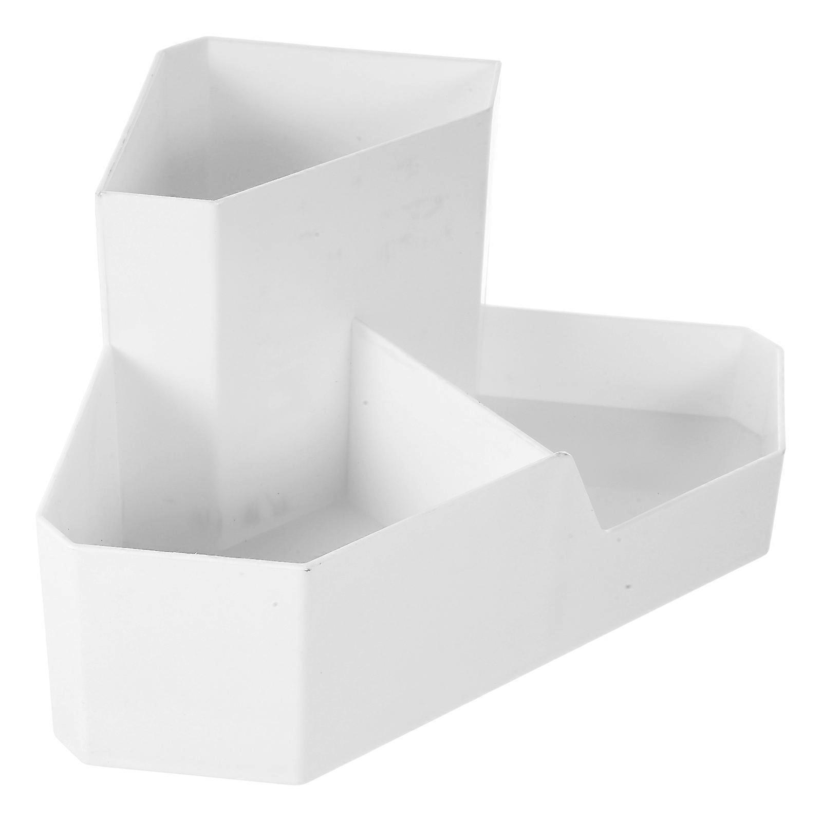 Plastic Makeup Organizer Storage Box for 3Pcs Makeup Container White