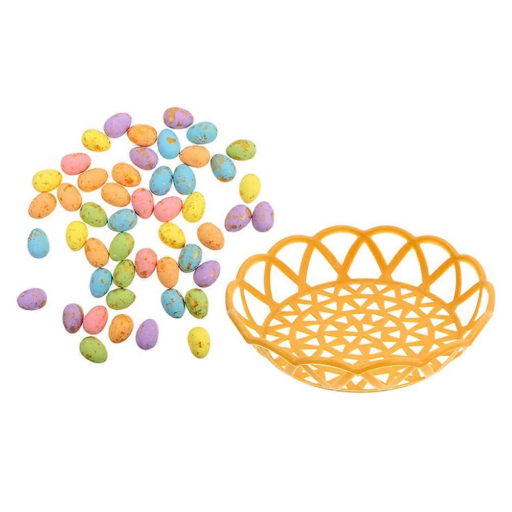 Assorted Color Foam Eggs for Easter Decor 4Sets Simulation Egg with Basket