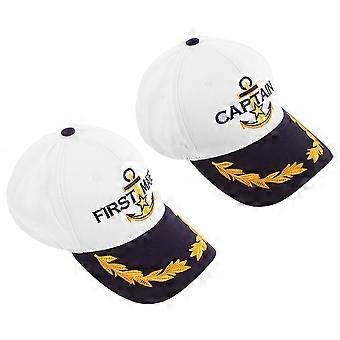 2pcs Matching Captain Boating Baseball Cap Sailor Navy Hat Decorative Captain Baseball Cap