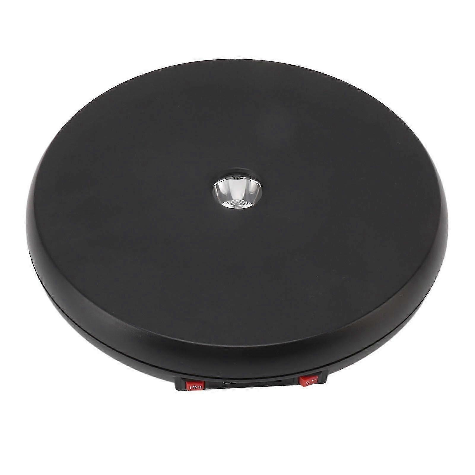 Electric Rotating Display Table LED Light 25cm Noiseless 20kg Load Capacity Turntable Display Stand for Jewelry Black