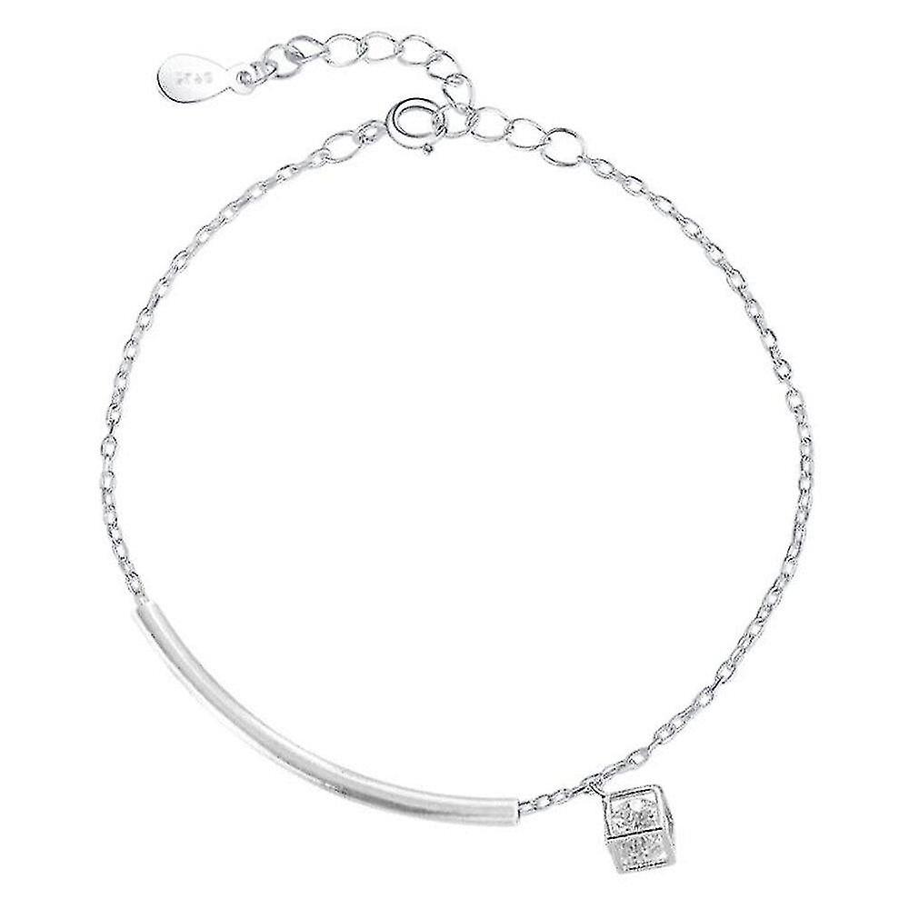 Bracelets 2pcs Silver Plating Creative Solid Geometry Cube Bracelets Bangles For Women Half Moon Bend