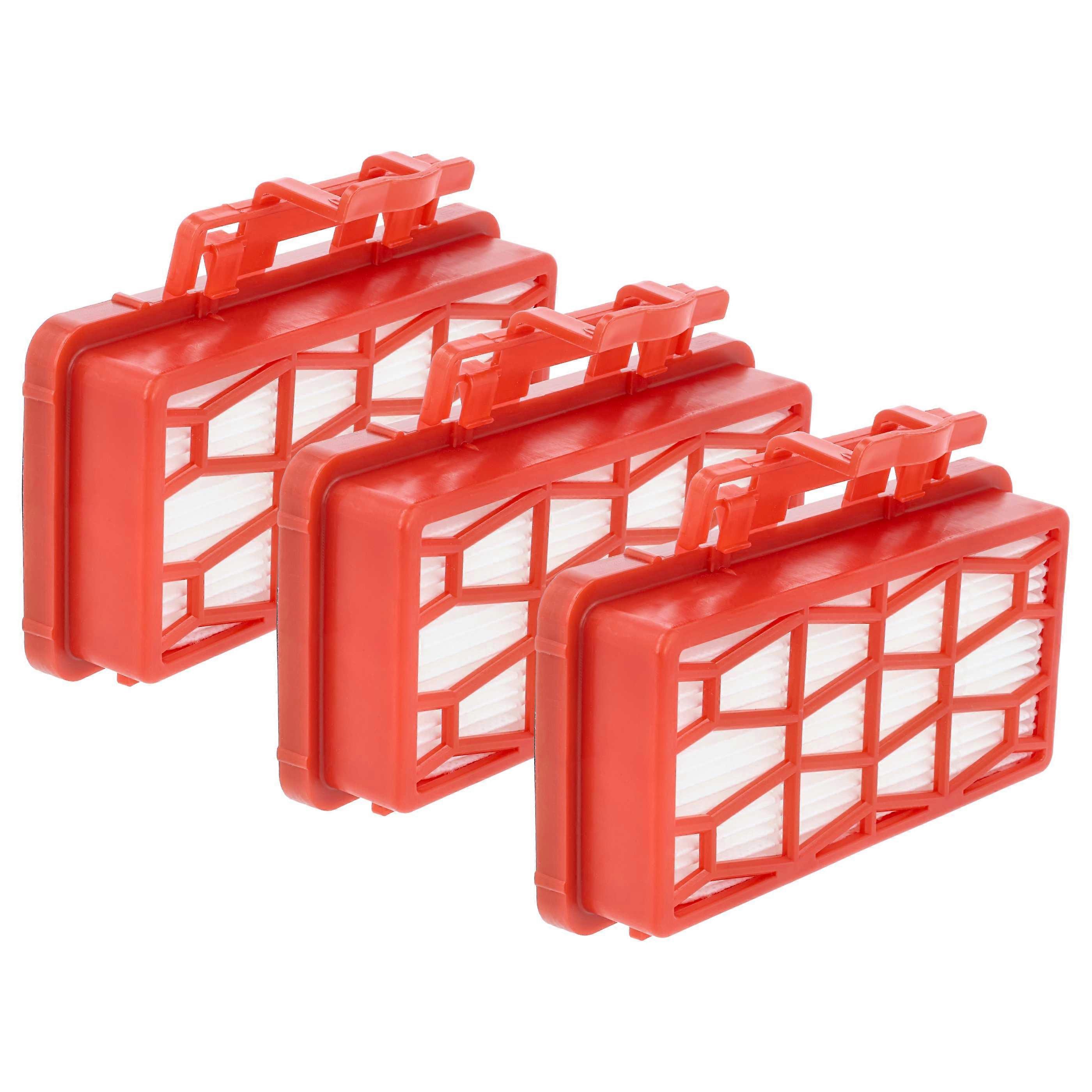 vhbw 3x Staubsaugerfilter kompatibel mit Dirt Devil Multicyclone DD5254-01, rebel54HFC Staubsauger - HEPA-Filter Rot Weiß