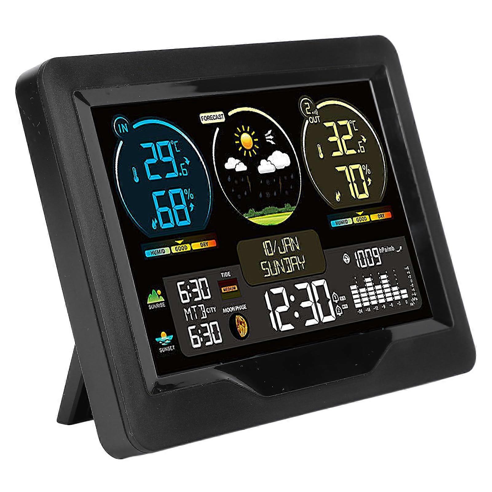 Weather Station Wireless Digital Thermometer Humidity Temperature Monitor With Sunup Sundown Clock For Indoor Outdoor