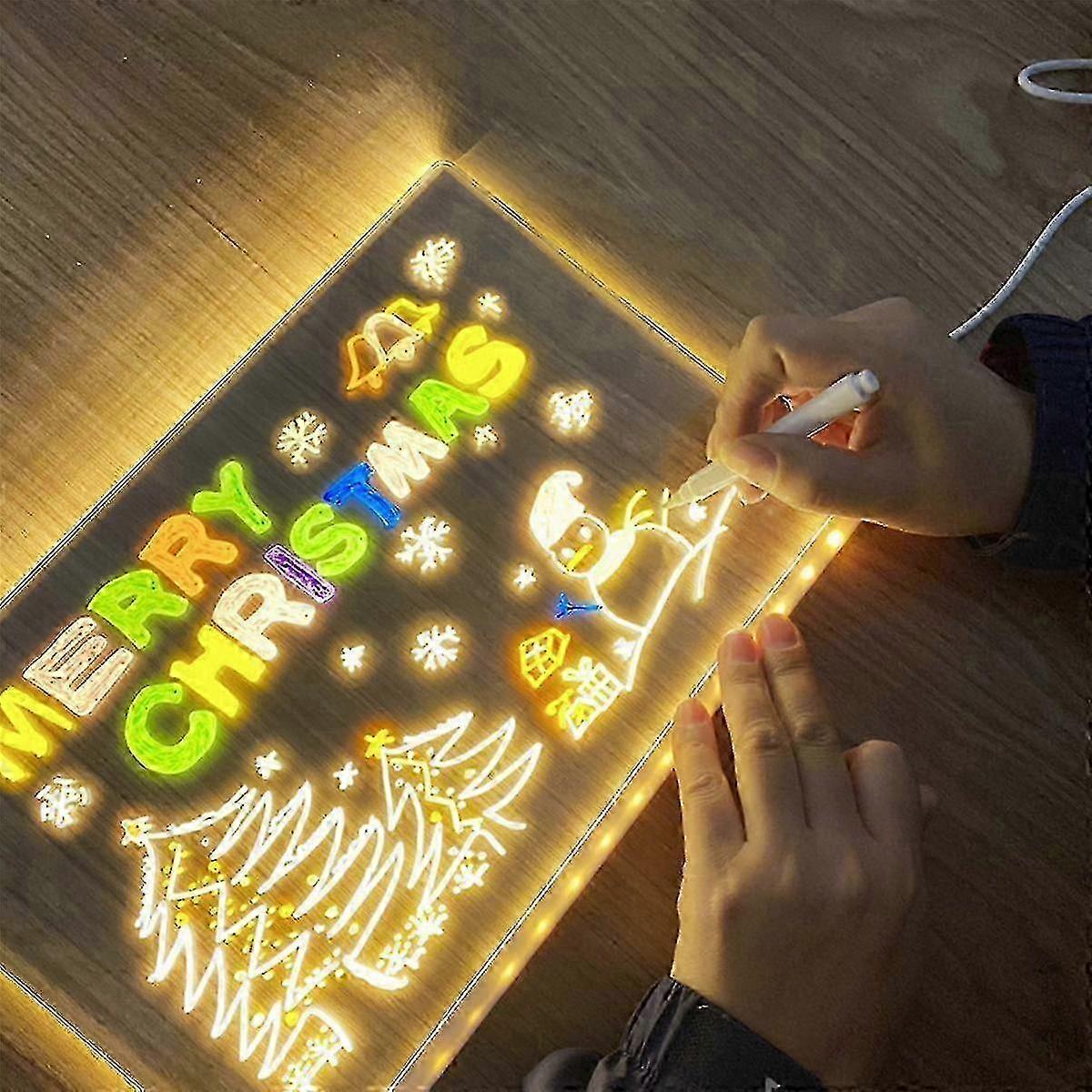 LED Note Board, Glowing Acrylic Message Marker Board with Light, Board Note Illuminated White Board