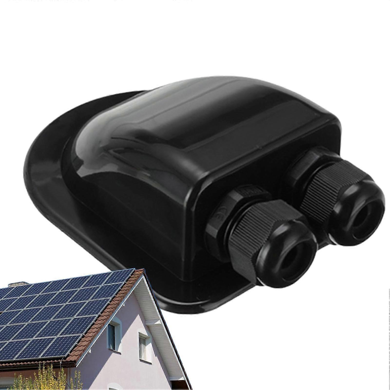 Solar Project Wire Box, Double Entry Box For Solar Panels, Double Cable Connection Box, Curved Cable Guide, Black