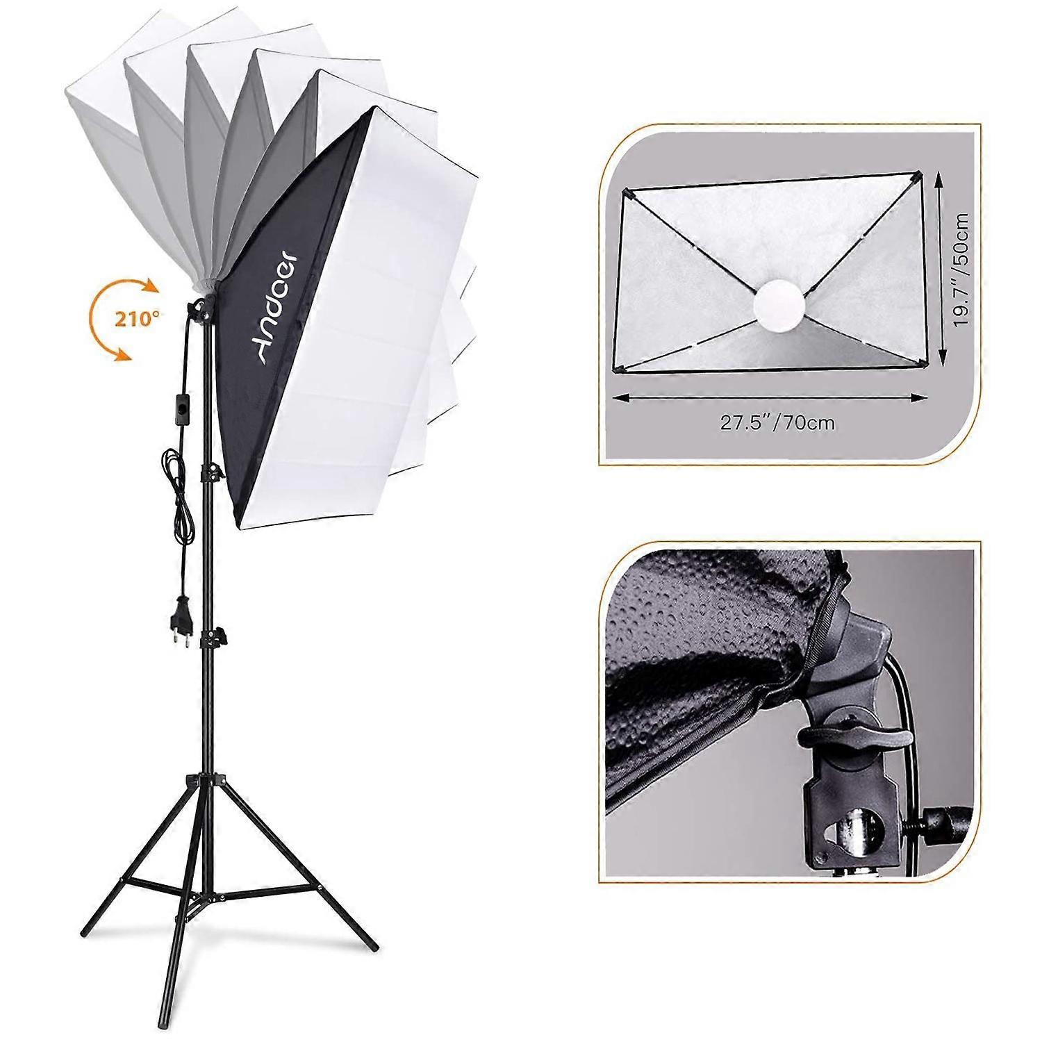 Studio Lighting Softbox Kit Professional Studio Photography LED Light Set with Adjustable Light Stan
