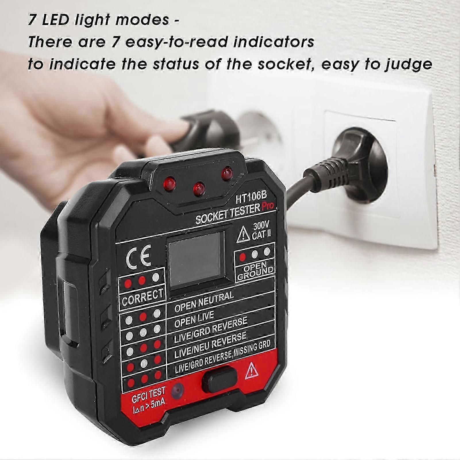 HT106B Multifunction Electric Socket Tester 66x62x60mm, 79g TOP