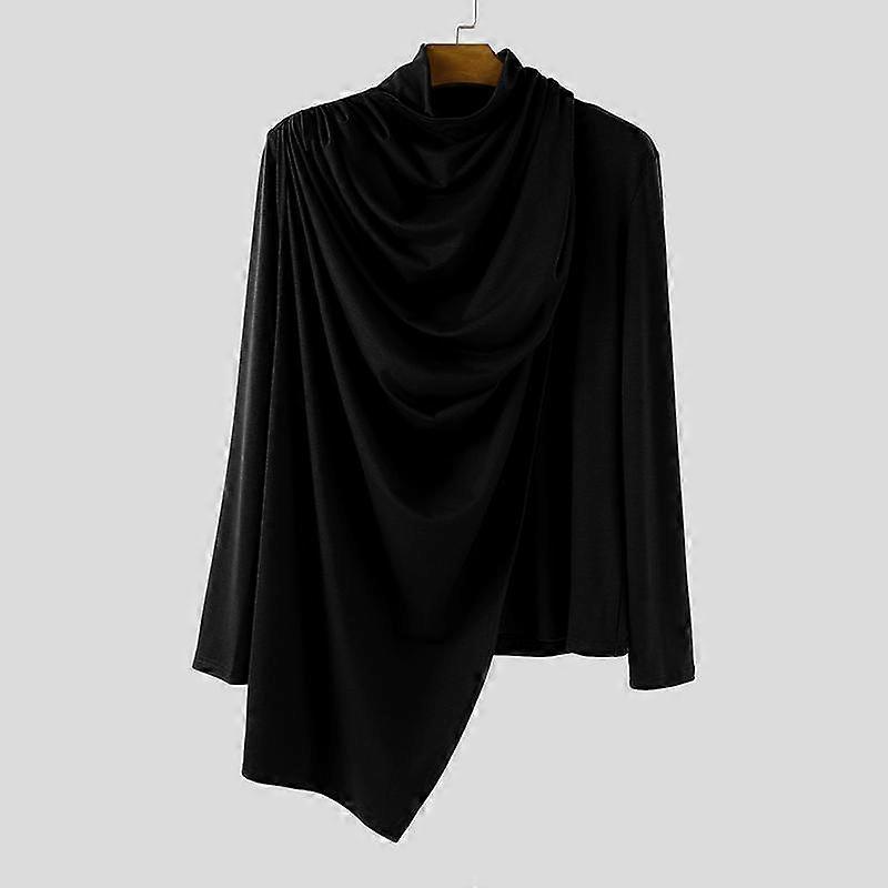 INCERUN Autumn Men's Turtleneck Long Sleeve Ruffled Irregular Layers Casual T-shirts Undershirts