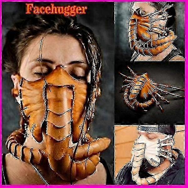 halloweenská maska facehugger kostým mimozemšťan facehugger obličejová maska face hugger kostým horor rekvizity guma strašidelná polotvář škorpión maska-ccba