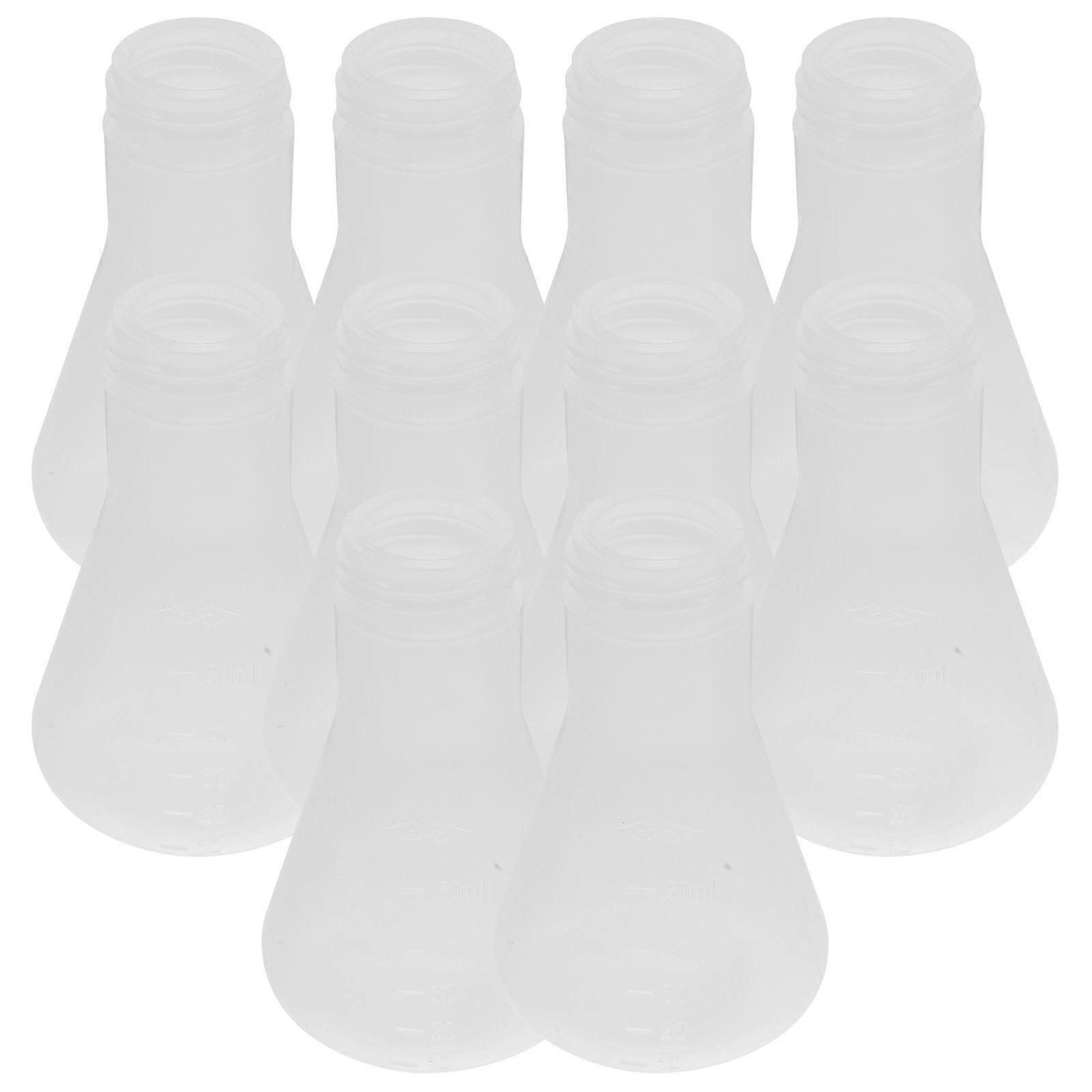 10pcs Plastic Flask Professional Erlenmeyer Flask Transparent Science Flask