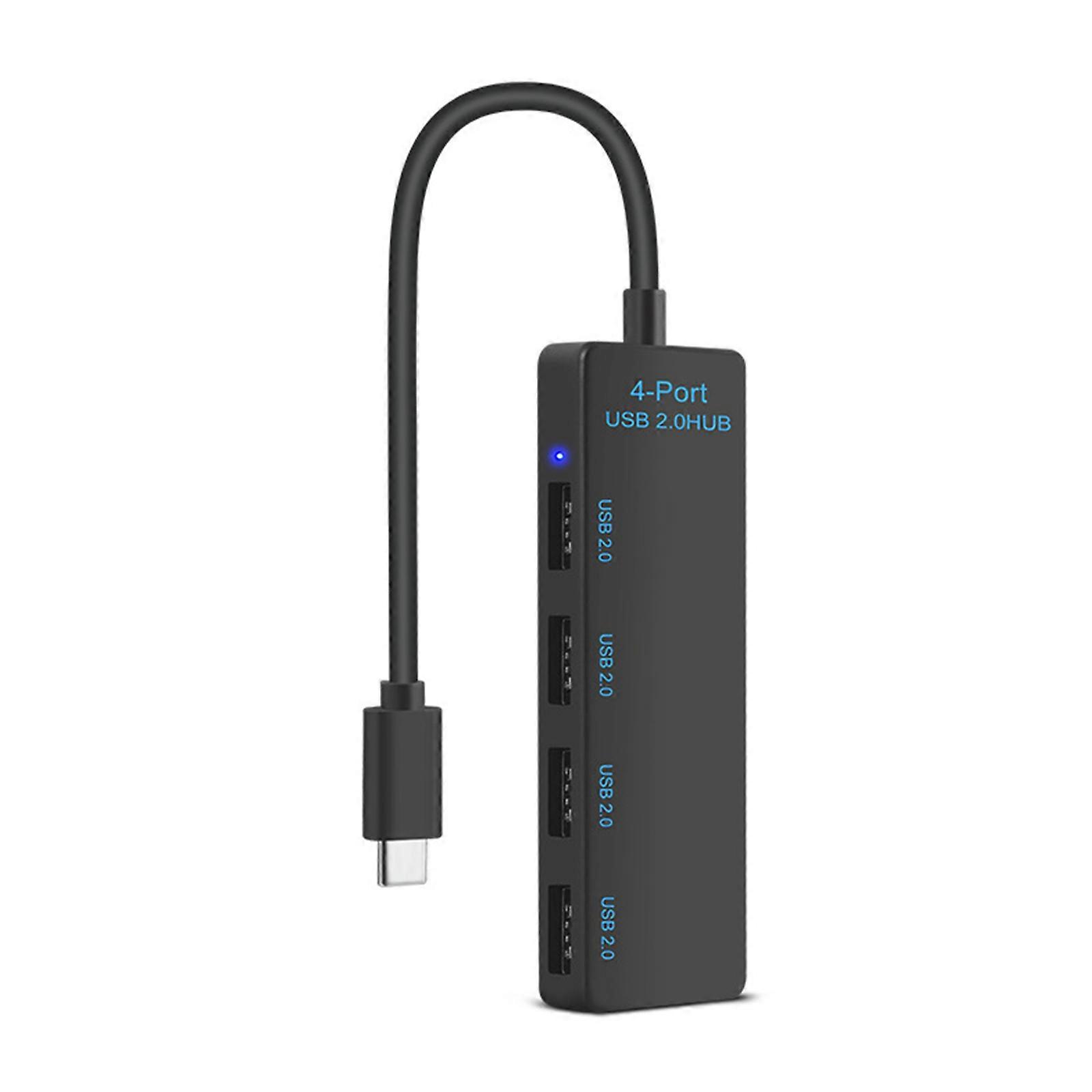 USB C to 4 Port USB 2.0 Hub Adapter for Connecting Mouse Keyboard Flash Drive and More Charging Dock Multicolor