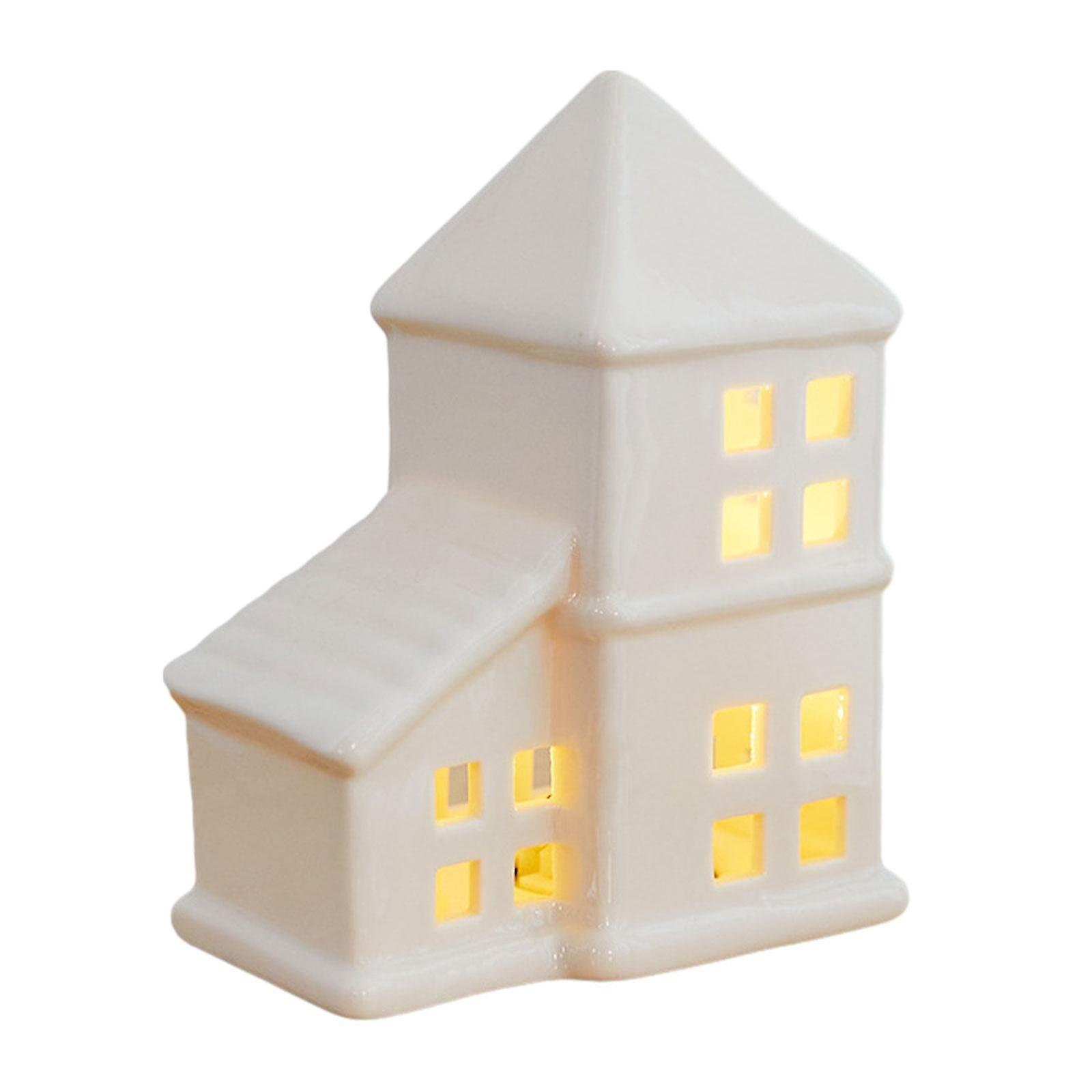 Illuminated Ceramic Christmas Cottage for Desktop Display