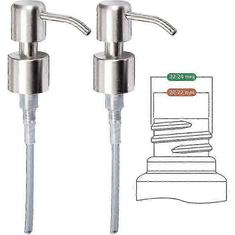 2 قطعة - مضخة بديلة 24 مم لموزع الصابون السائل - ستانلس ستيل ، مصقول من الفولاذ المقاوم للصدأ