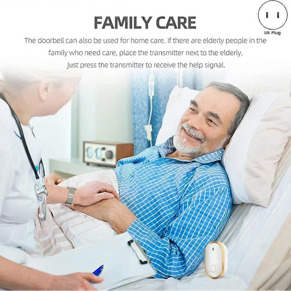 1 Button 3 Receiver Wireless Waterproof Doorbell Range Intelligent DoorBell Chime for Home Door Bell Camera US Plug