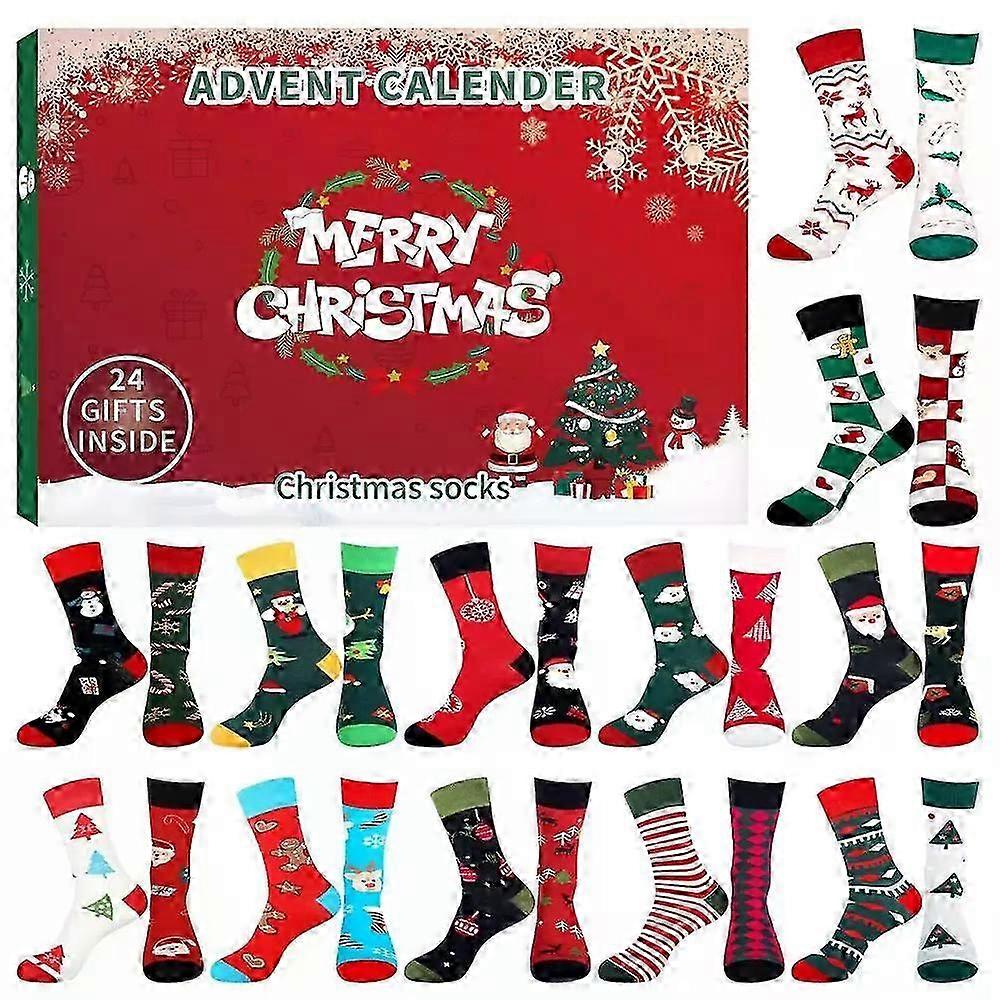 Christmas Stocking Advent Calendar 24 Days Countdown with 24Pcs Holiday Socks