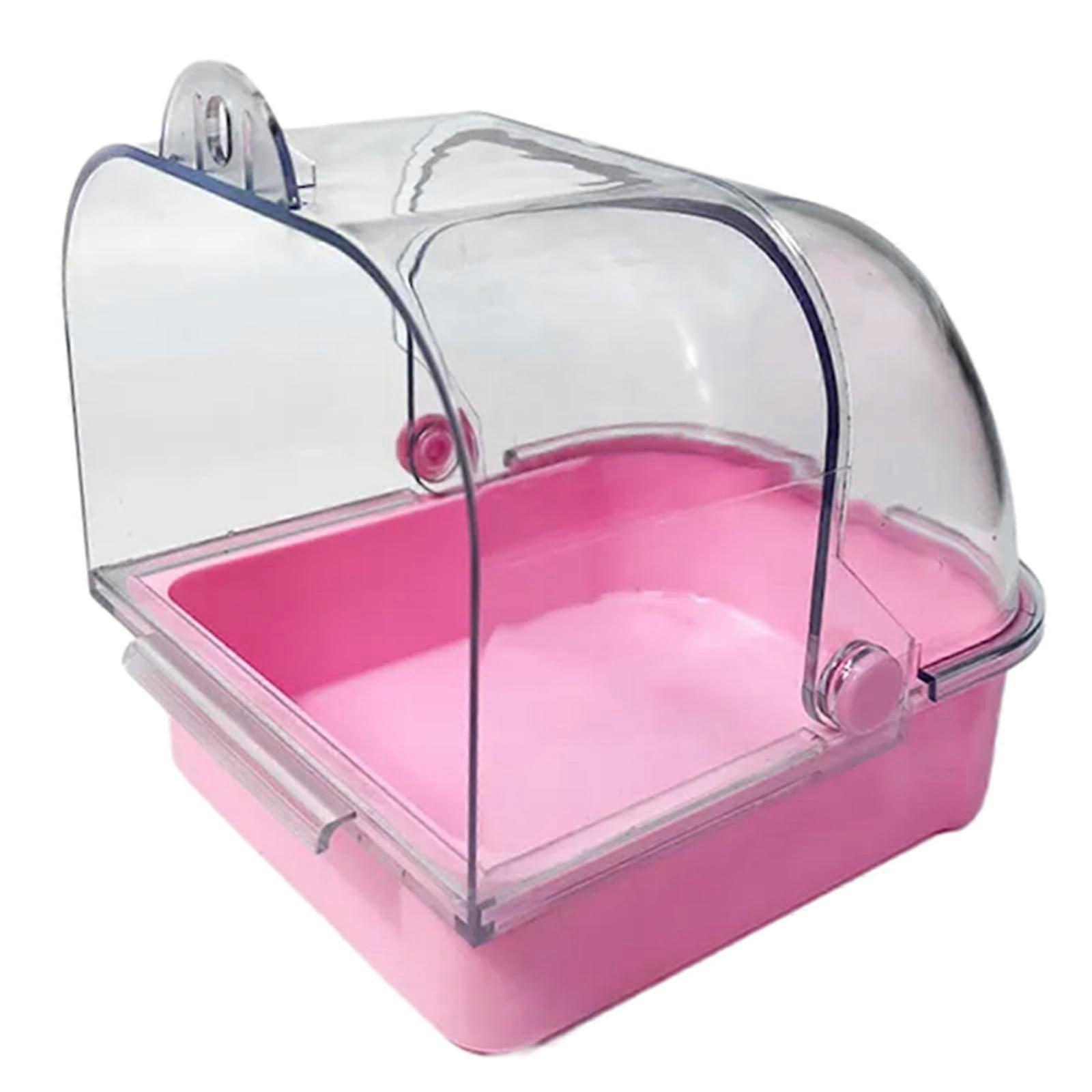 Bird Bath Tub for Parakeets with Hanging Clear Basin Shower Room for Small Bird Cages