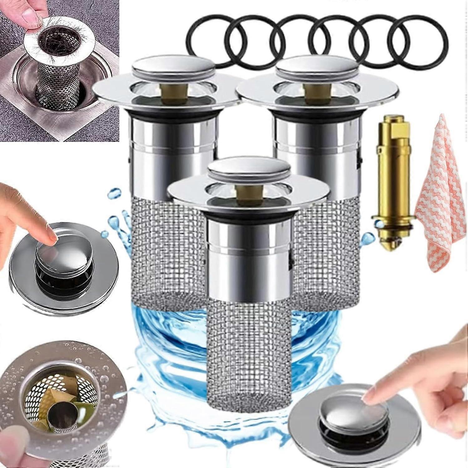 Bloame Sink Drain, Washbasin Drain Stopper, Strainer Clog Drainer Compatible with Standard Basins