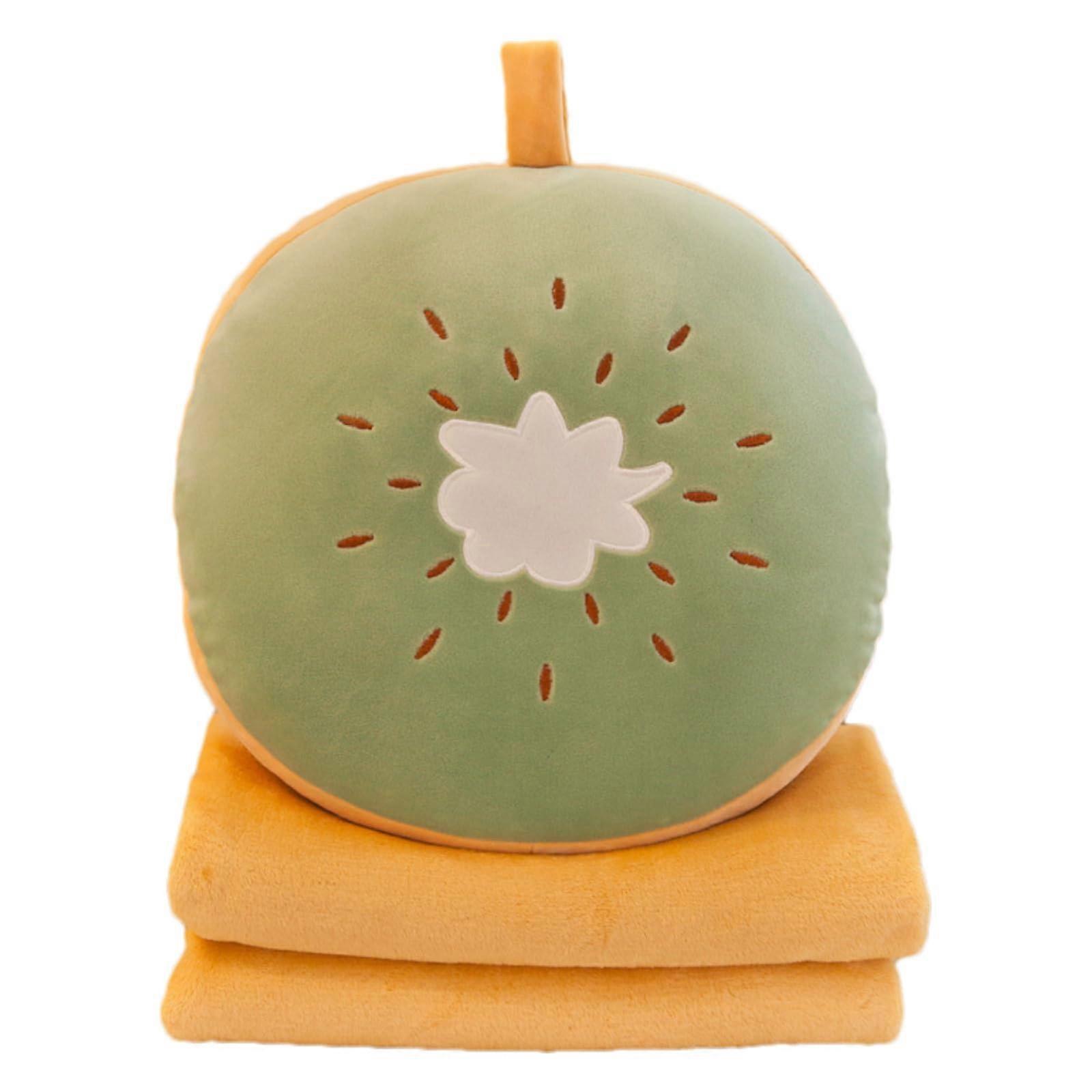 3 in 1 Travel Pillow and Blanket Set with Hand Warmer, Plush Fruit Design for Women and Adults (A)