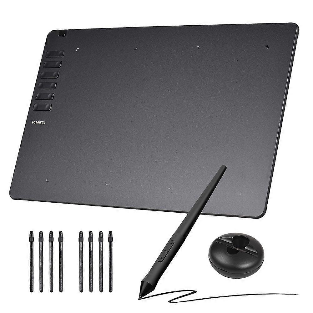 VINSA T1161 Graphics Drawing Tablet Ultra-Thin Art Creation Sketch with Battery-Free Stylus 8 Pen Nibs 8192 Levels Pressure