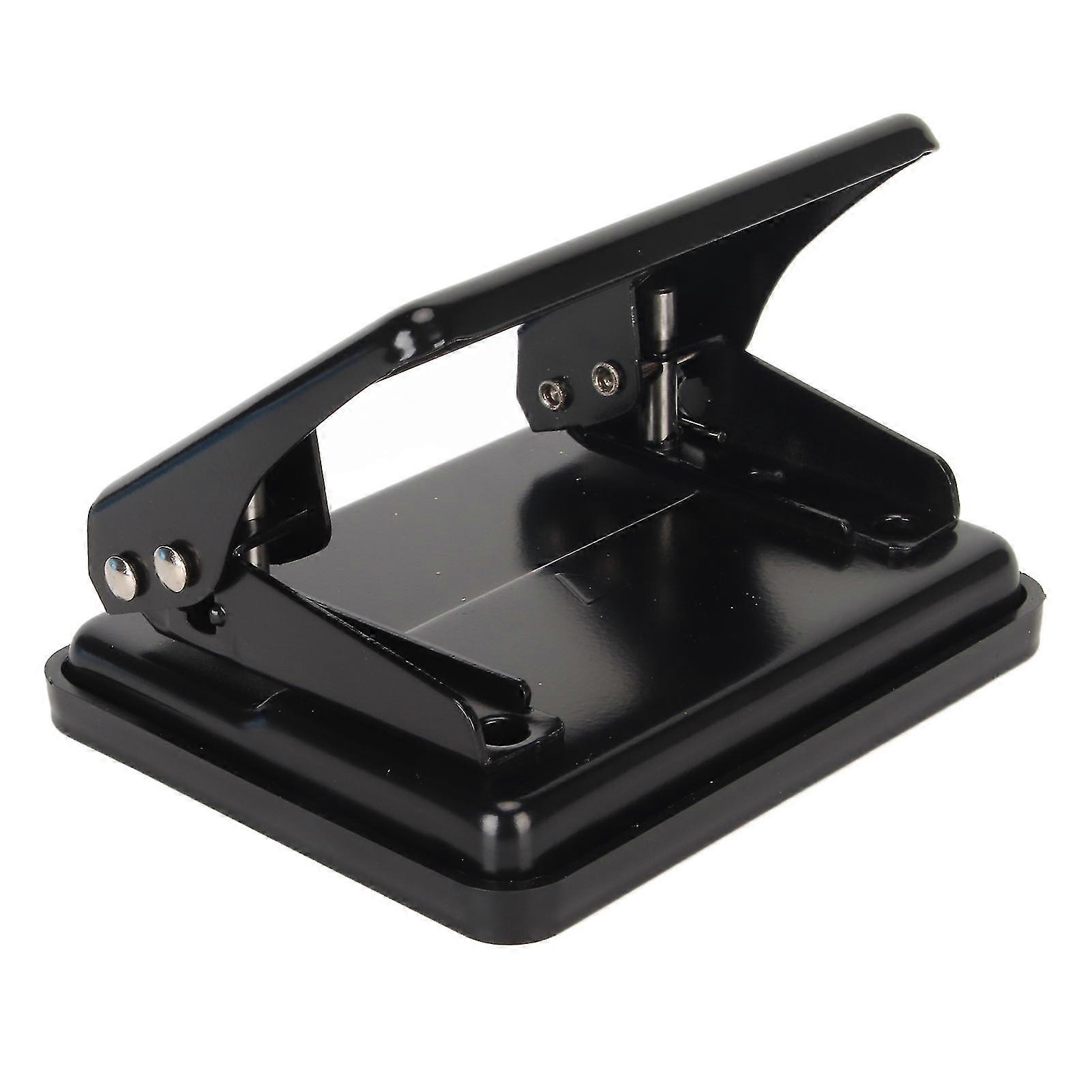 2-Hole Heavy Duty Paper Punch, Effort-Saving Anti-Slip Handle for Classroom/Office (Black)