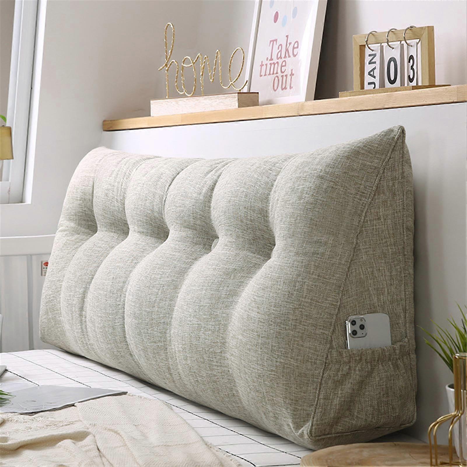 Large Wedge Pillow 180x50x20cm with Ergonomic Back Support, Breathable Linen, Removable Cover
