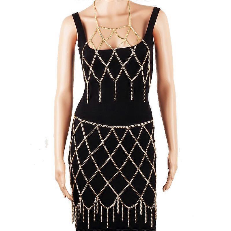 Bikini Mesh Body Chain Bra Harness Sexy Women Body Chain Skirts Body Jewelry