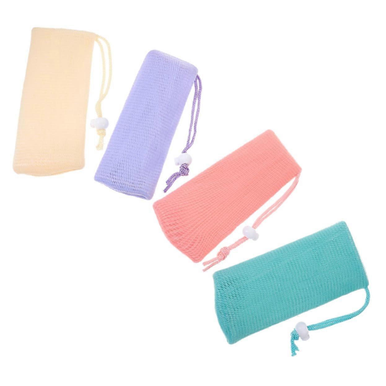 4Pcs Soap Saver Bag Mesh Foaming Pouch with Hanging Lanyard for Quick Drying Shower and Travel