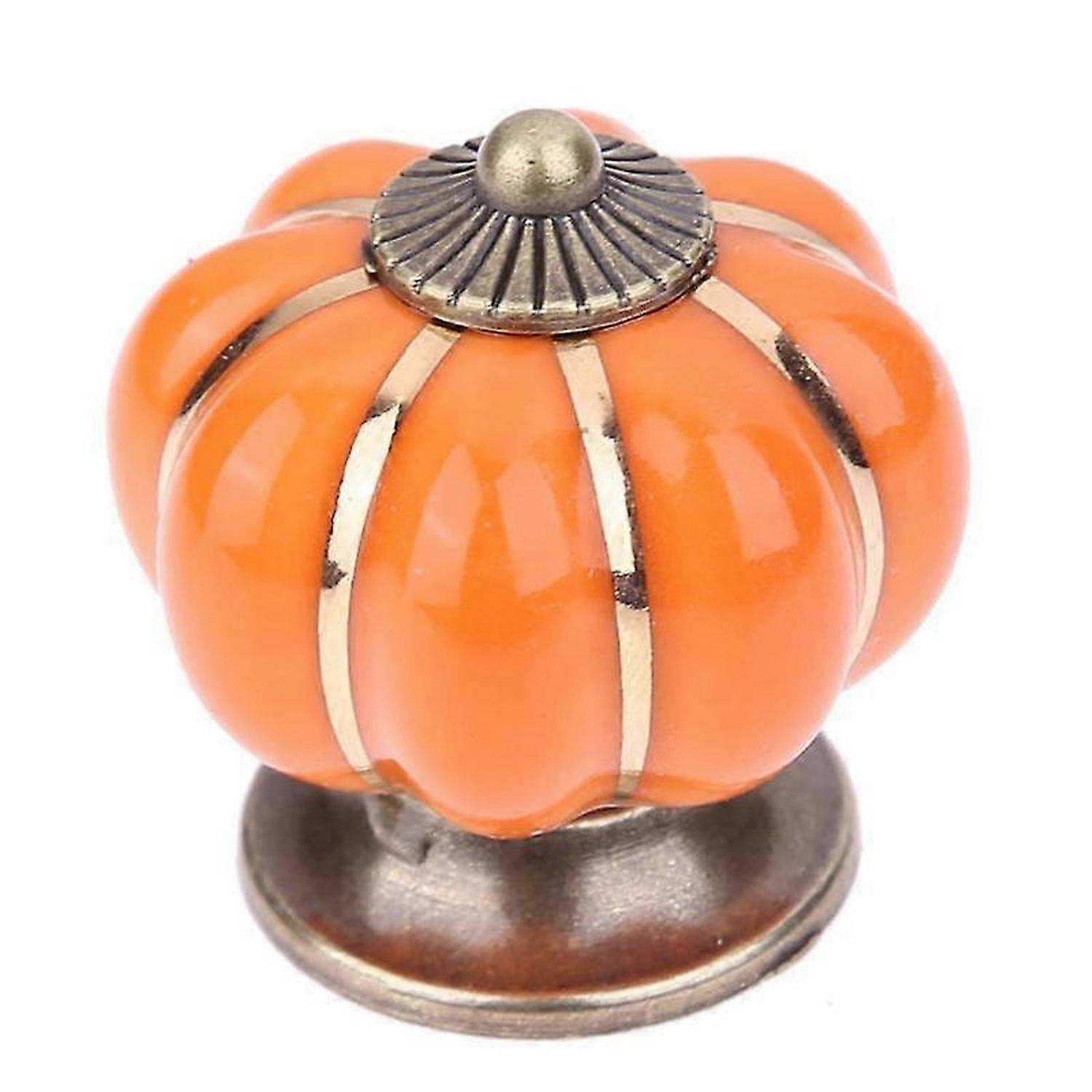 2-Pack 40mm Kitchen Cabinet Knobs,Retro Ceramic Cupboard Drawer Pull Handle (Orange)