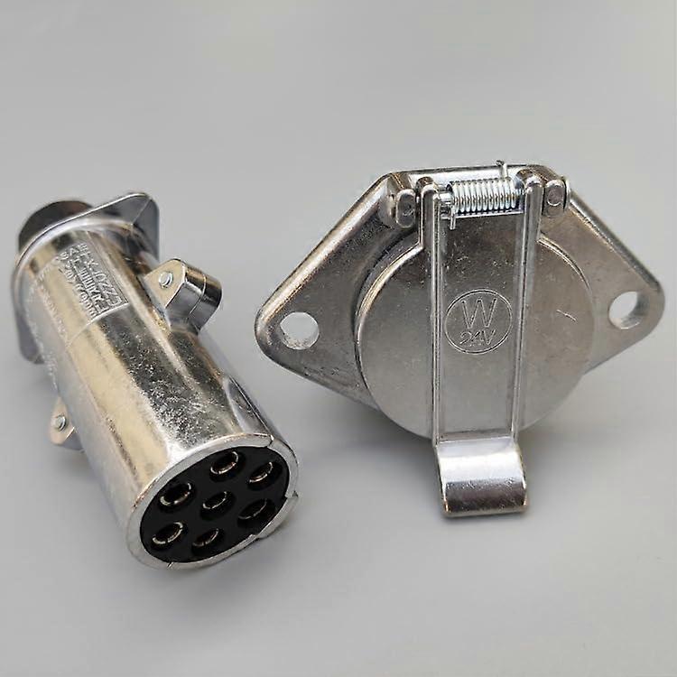 7 Pin Metal Trailer Plug Socket 24V Heavy Duty Connector for RVs and OffRoad Vehicles