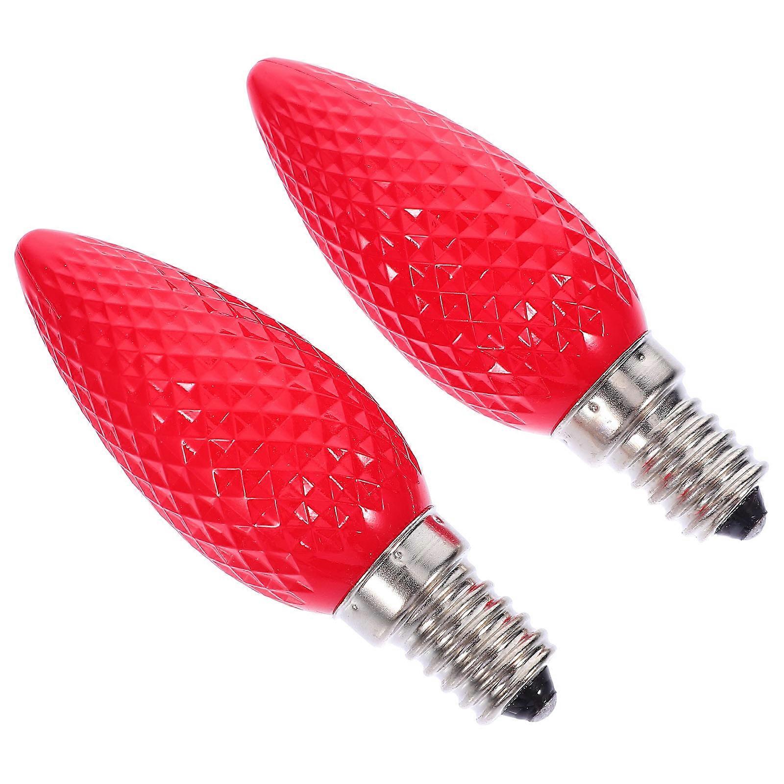 LED Electric Candle Bulbs for Decoration Red Pattern Design 2Pcs E14 Socket