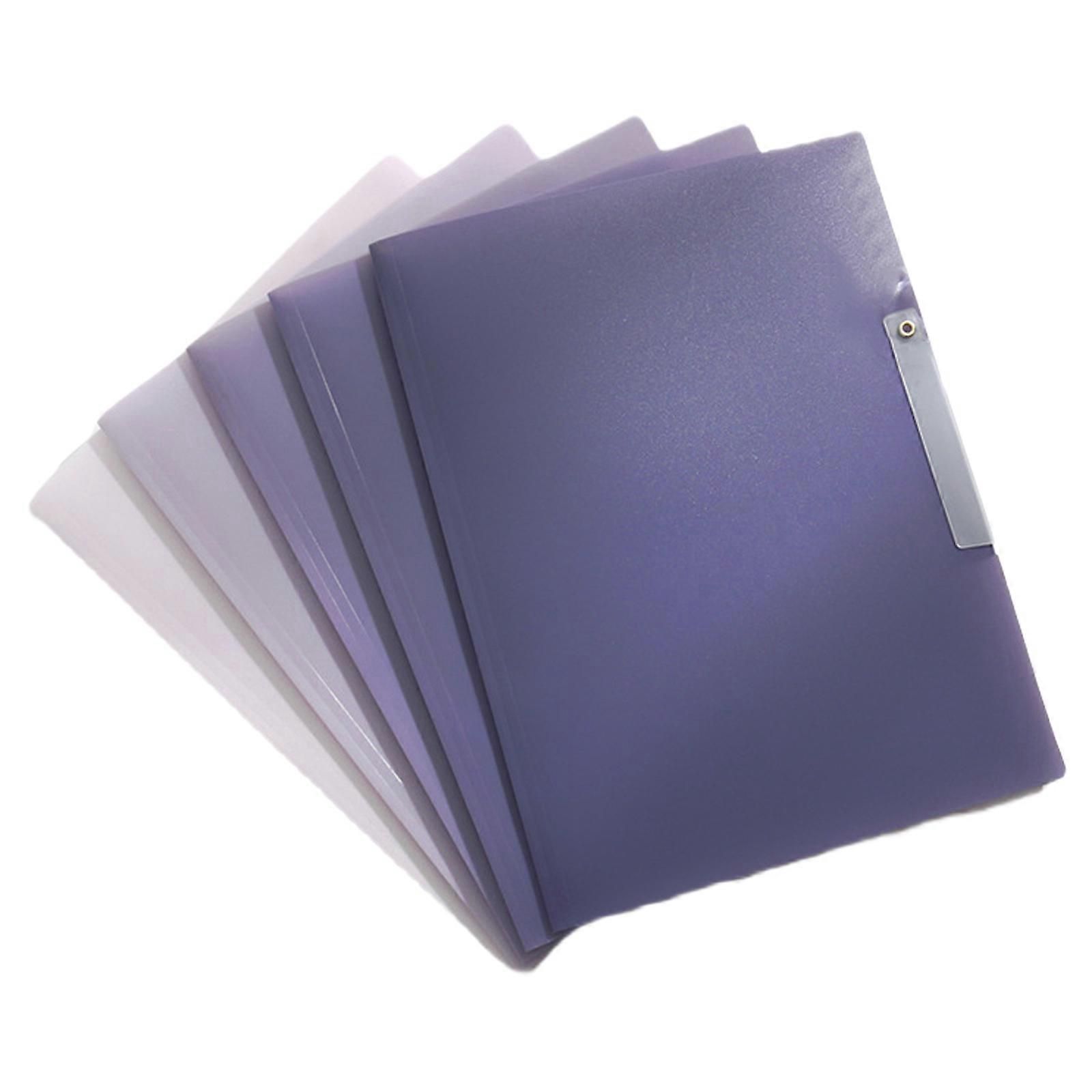 5Pcs Clear File Sleeve with Rotating Clamp Document Organizers Presentation Folder Large Capacity Document Filing Folder  gradient purple