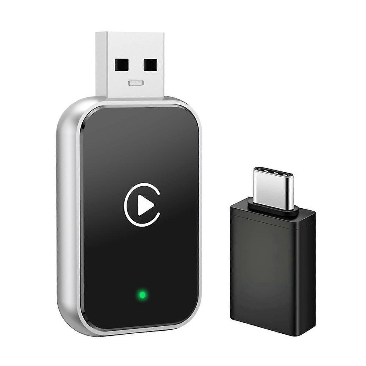 Wireless Carplay Car Adapter Android AUTO WiFi & Bluetooth with USB-C Adapter Upgrade Wired CarPlay